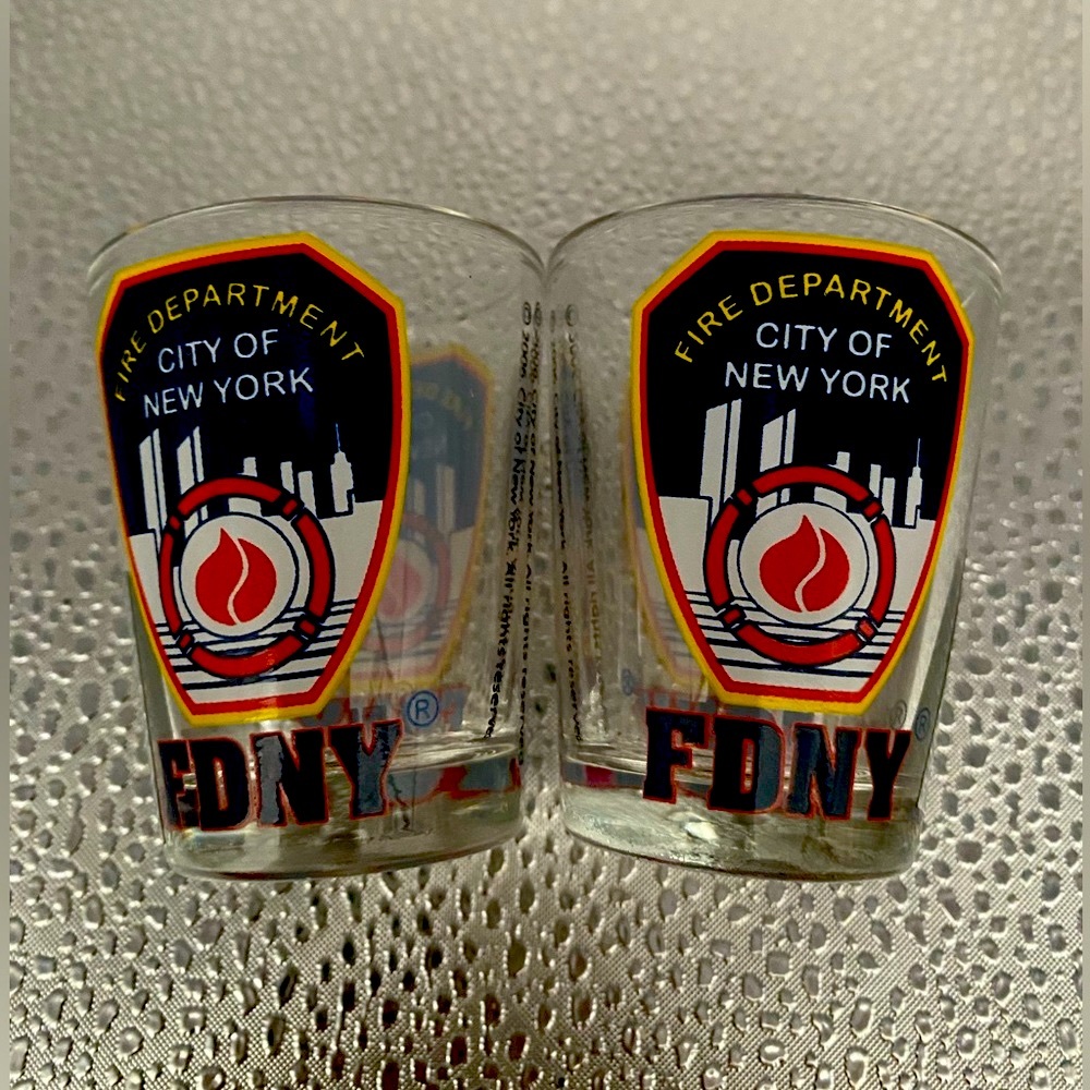 ❤️ 1st Responders- 9 1 1- Never Forget! “FDNY” Shot Glasses - Set of 2